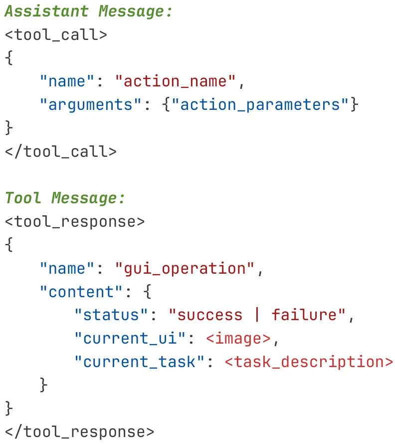 Function call and response format